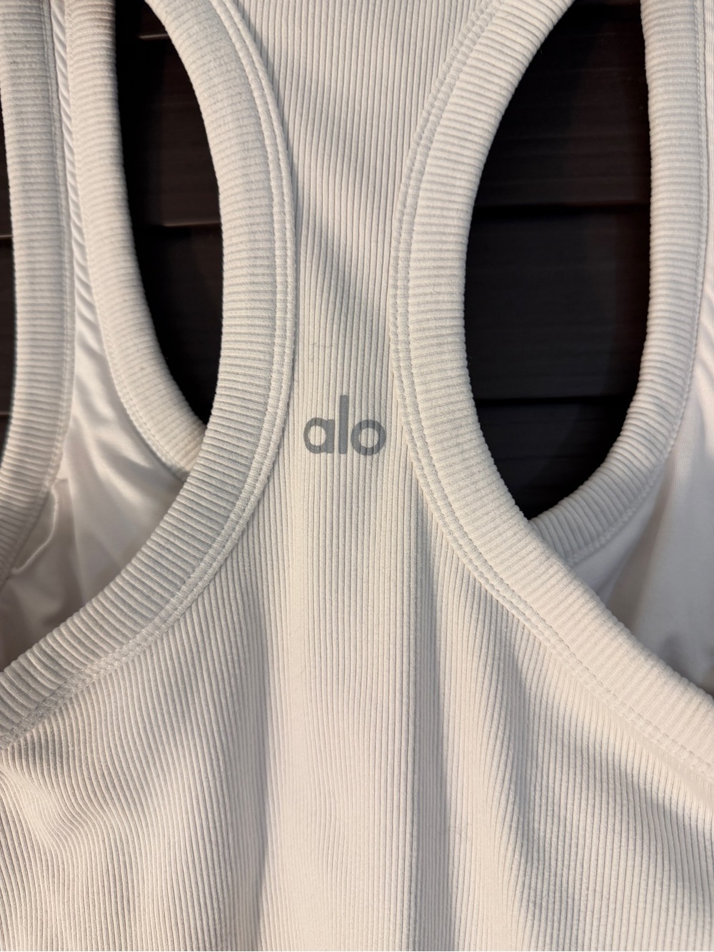 ALO Yoga White Ribbed Racerback Tank Top - Picture 3 of 3